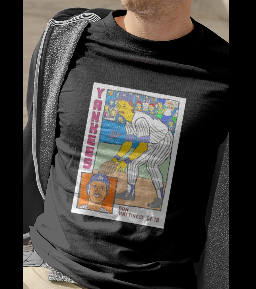 Yankees Don Mattingly OF-1B Simpsons Style Baseball Card T-Shirt