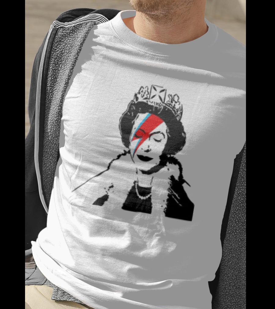 Queen Elizabeth Bowie Lightning Face Paint T-Shirt