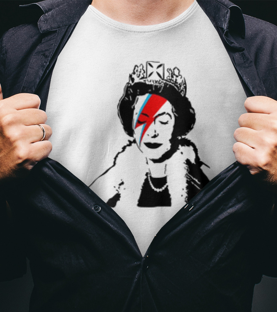 Queen Elizabeth Bowie Lightning Face Paint T-Shirt