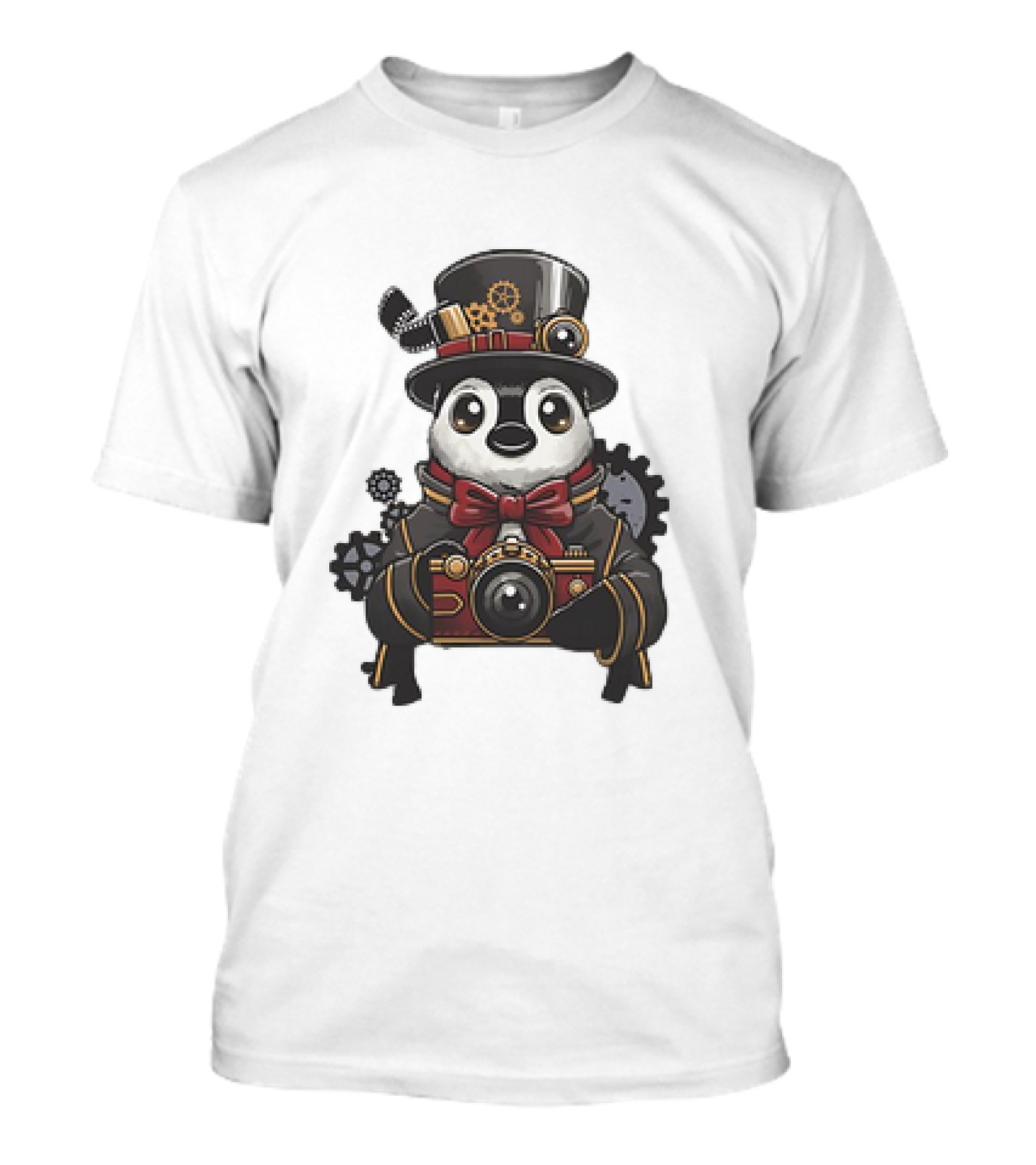Steampunk Penguin Photographer With Gears And Vintage Camera T-Shirt