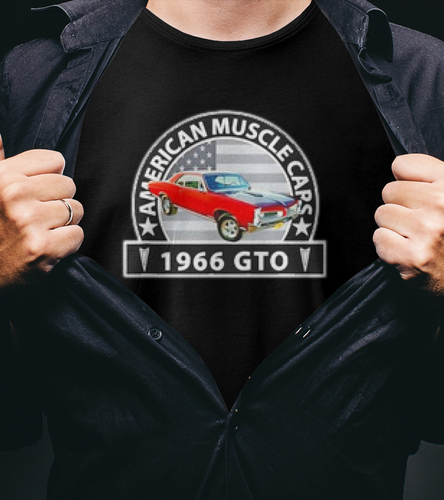 American Muscle Cars 1966 GTO US Flag T-Shirt