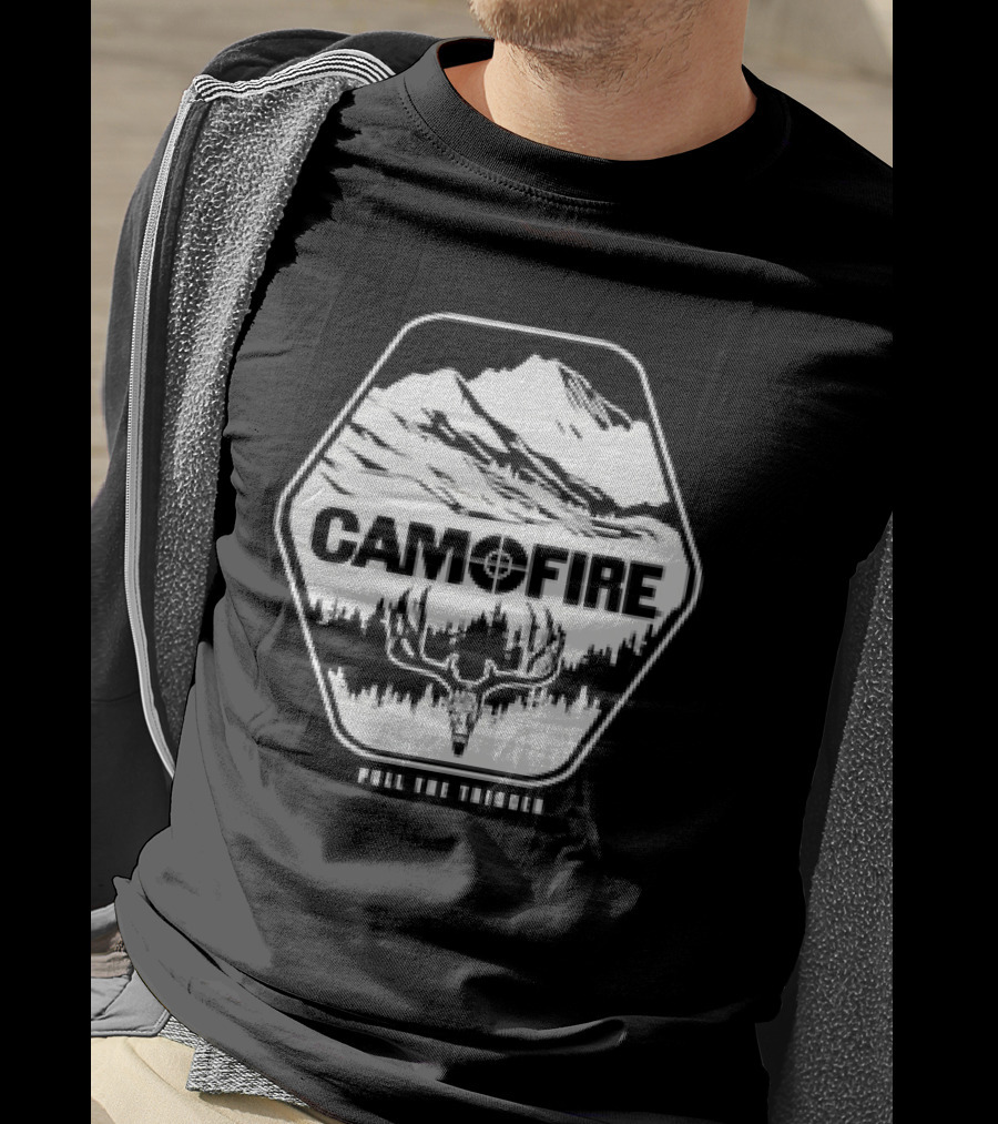 CAMOFIRE Pull The Trigger Mountains And Deer Antlers T-Shirt