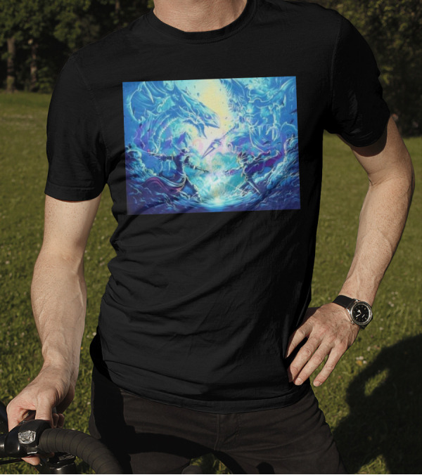Yu Gi Oh Seto Kaiba Dueling Yugi Muto Blue-Eyes White Dragon And Dark Magician Showdown T-Shirt