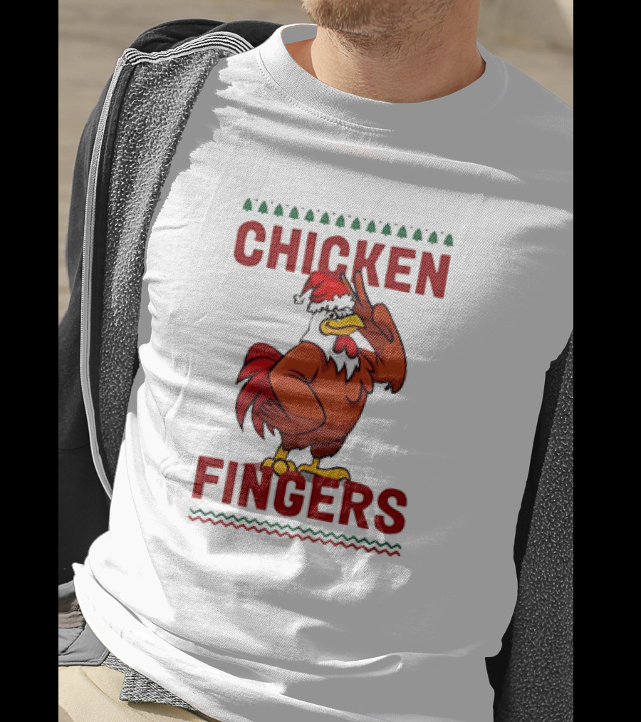 Chicken Fingers Santa Christmas Rooster Santa Hat T-Shirt