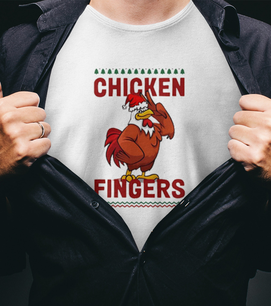 Chicken Fingers Santa Christmas Rooster Santa Hat T-Shirt