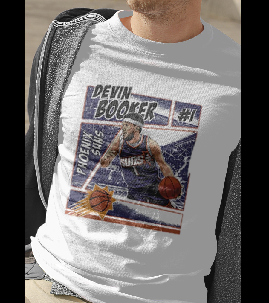 Devin Booker Phoenix Suns #1 Comic Vintage NBA Basketball T-Shirt