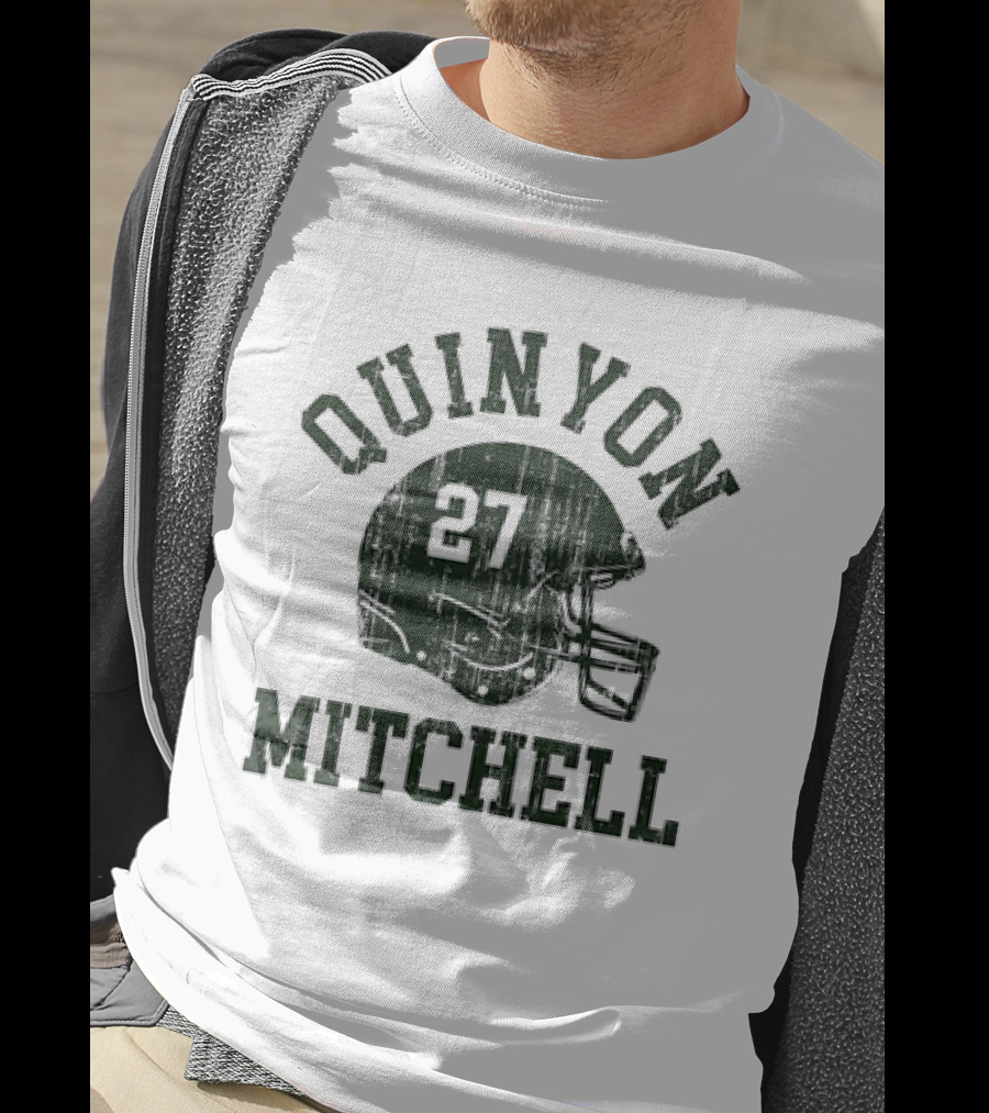 Quinyon Mitchell 27 Philadelphia Eagles NFL Football Helmet Font Vintage T-Shirt