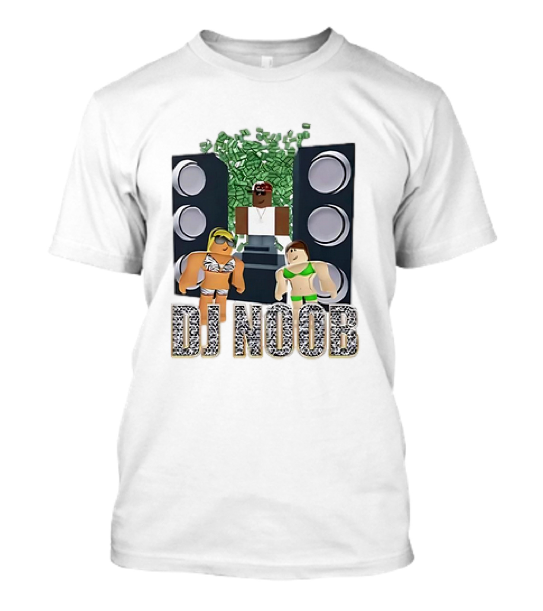 Roblox Video Game DJ Noob Party With Speakers And Characters T-Shirt