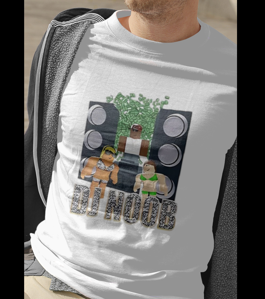 Roblox Video Game DJ Noob Party With Speakers And Characters T-Shirt
