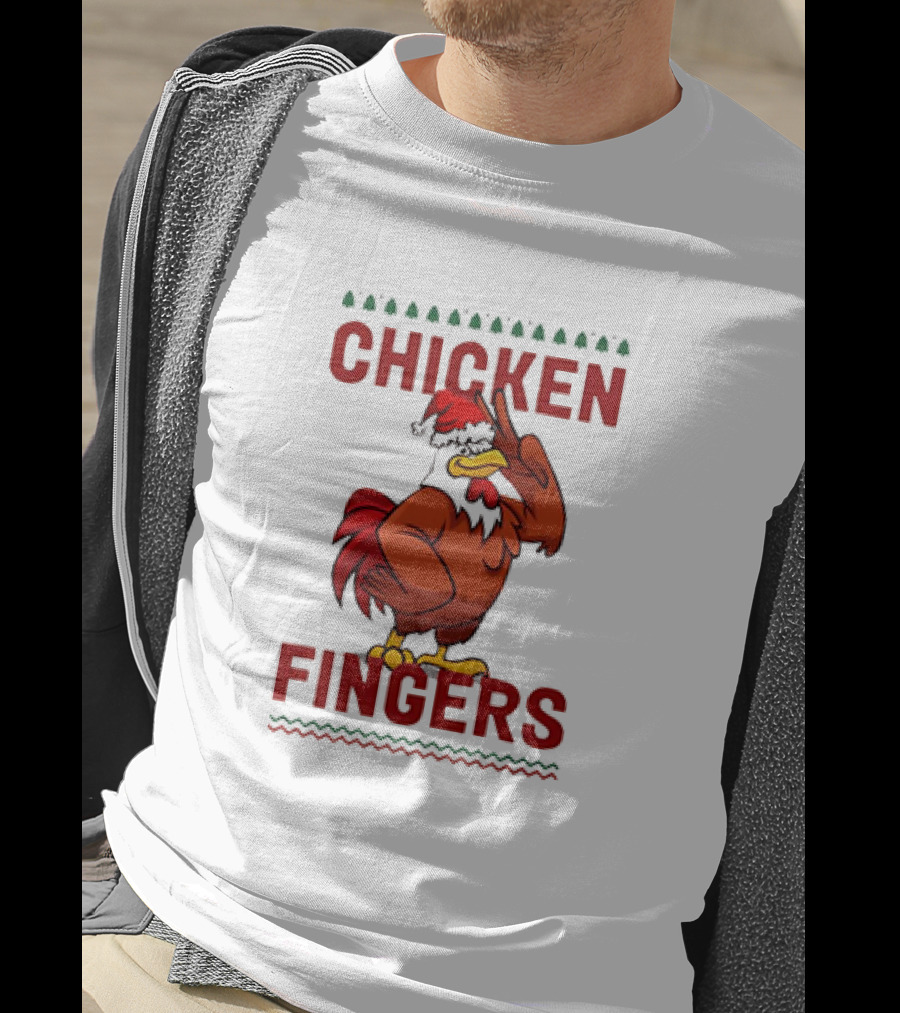 Chicken Santa Fingers Peace Sign T-Shirt