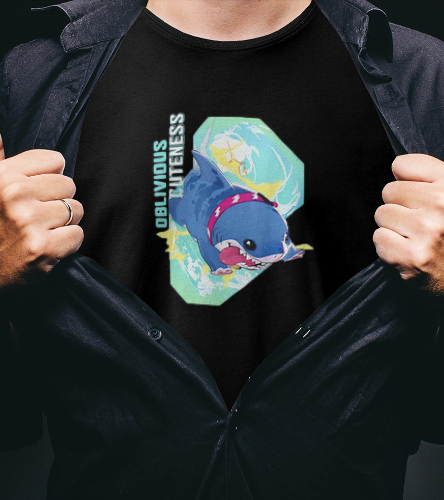 Oblivious Cuteness Shark Water Splash Adventure T-Shirt