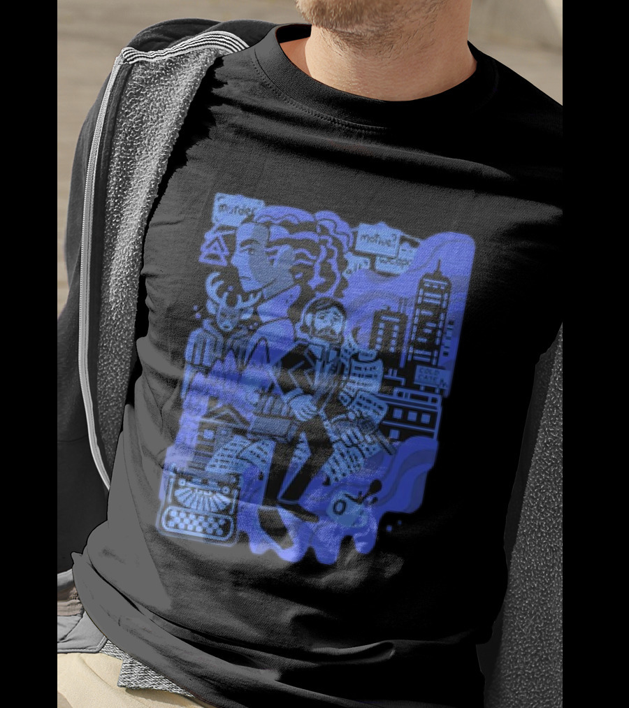Alan Wake Herald Of Darkness Mystery Writers Typewriter Cityscape T-Shirt