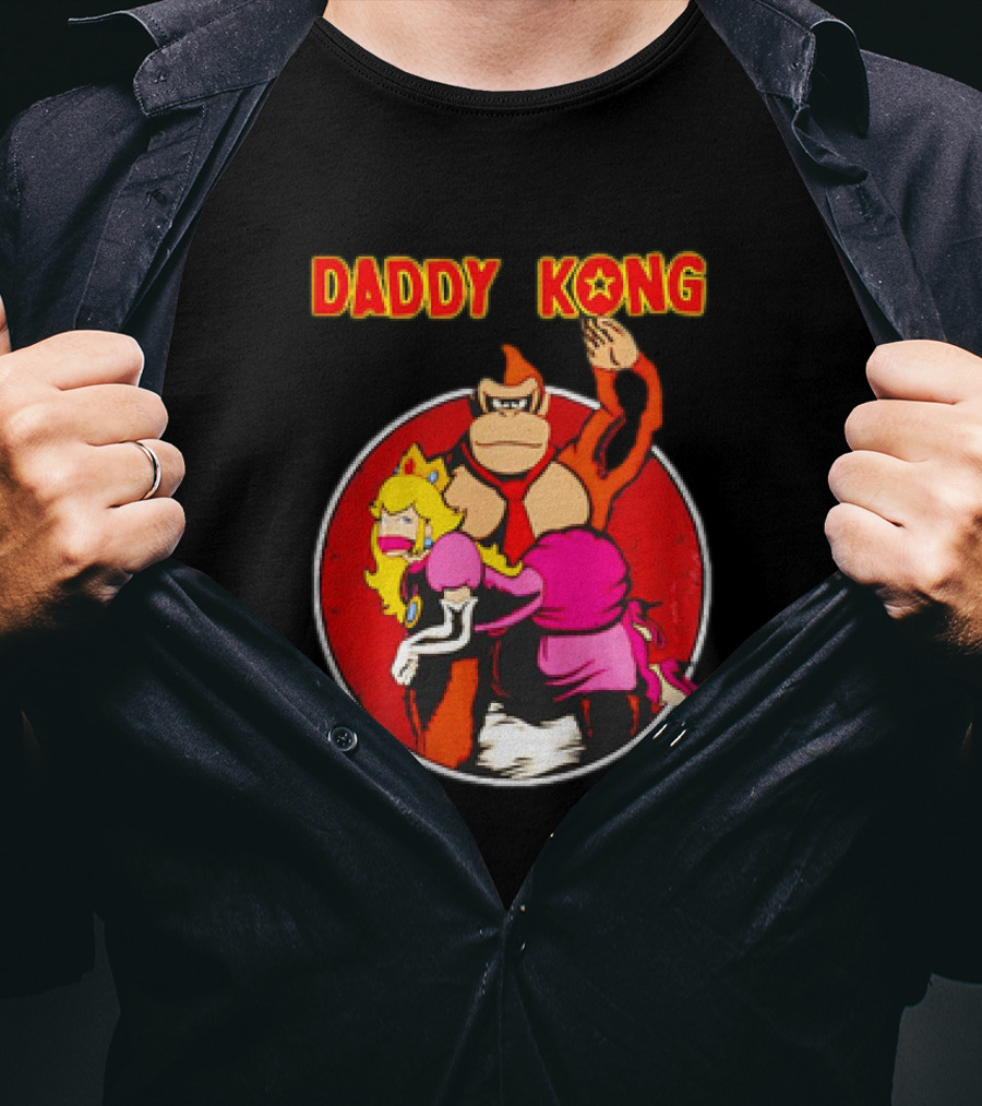 Daddy Kong Funny Retro Gaming Humor With Princess Character Playful T-Shirt