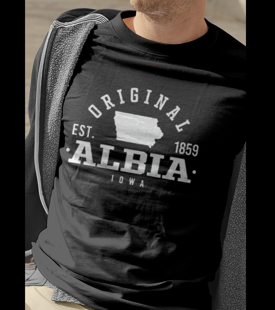 Original Albia Iowa Est 1859 Vintage State Map T-Shirt