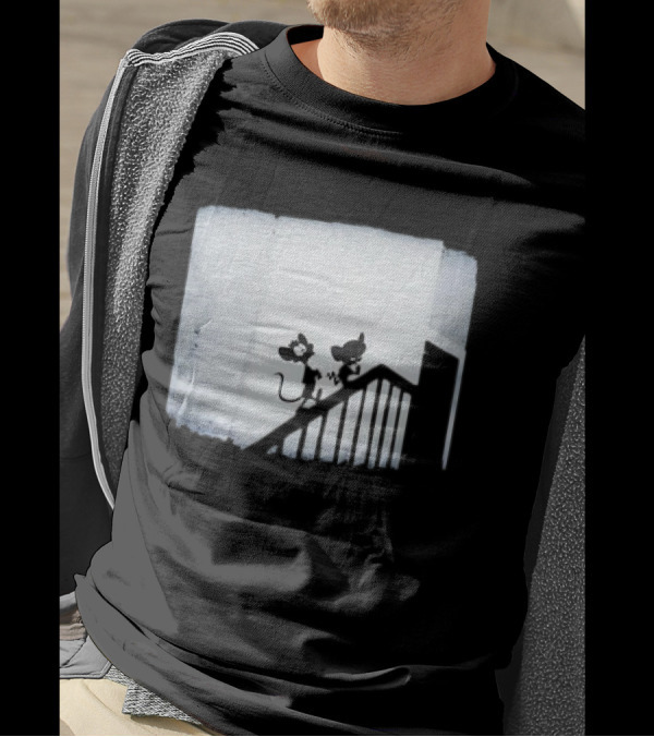 Pinky And The Brain X Nosferatu Miceferatu Shadow Silhouettes On Stairs T-Shirt