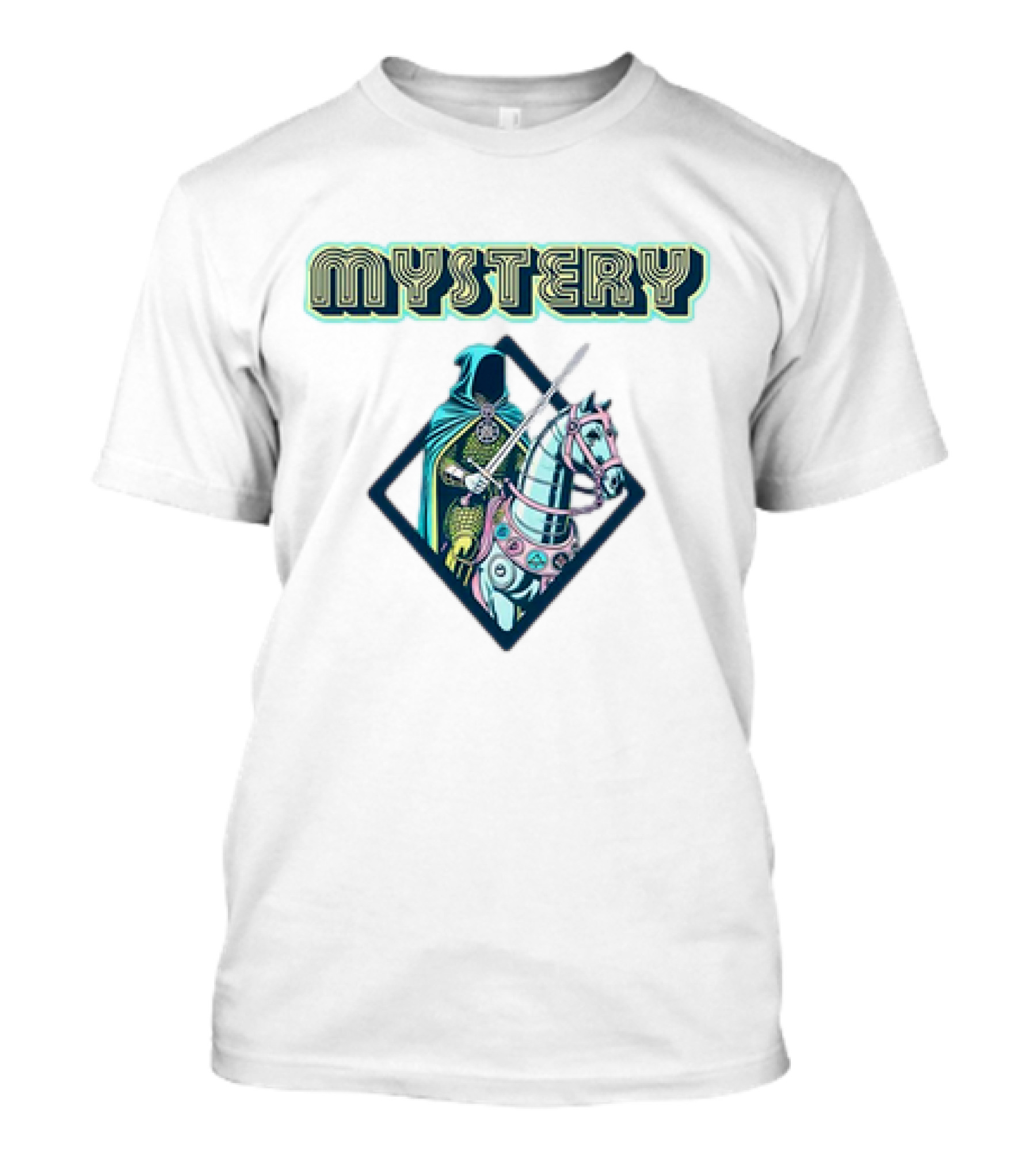 Mystery Knight On Horse In Geometric Frame T-Shirt