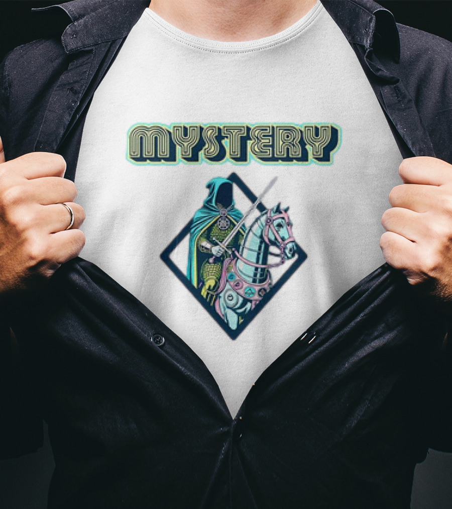 Mystery Knight On Horse In Geometric Frame T-Shirt