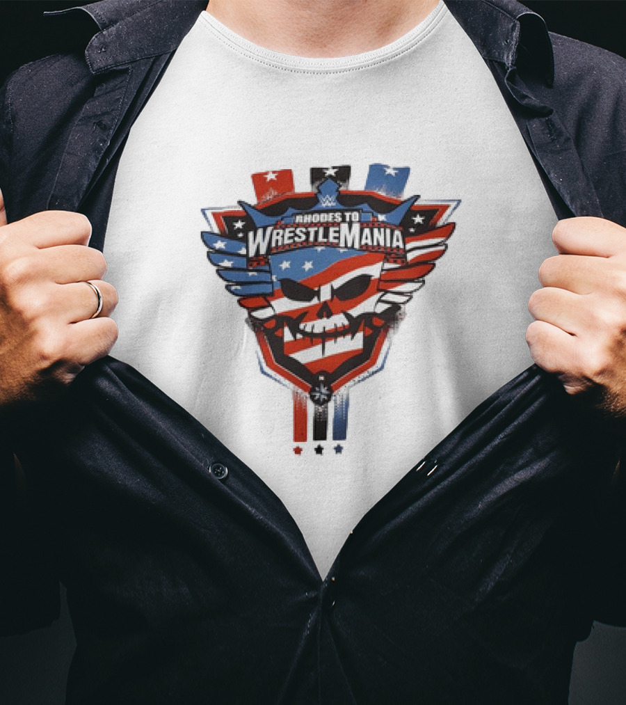Rhodes To Wrestlemania Skull Wings Stars Stripes T-Shirt