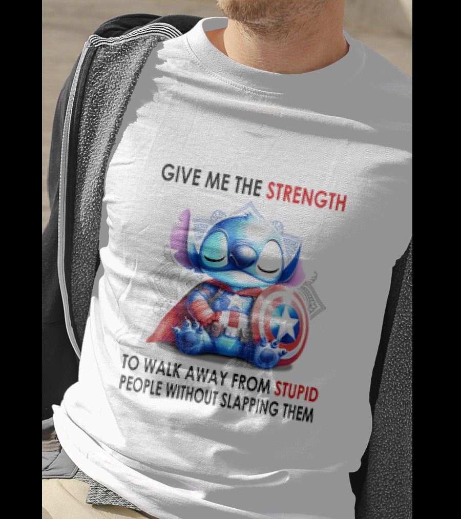 Stitch Captain Give Me The Strength To Walk Away From Stupid People Without Slapping Them T-Shirt
