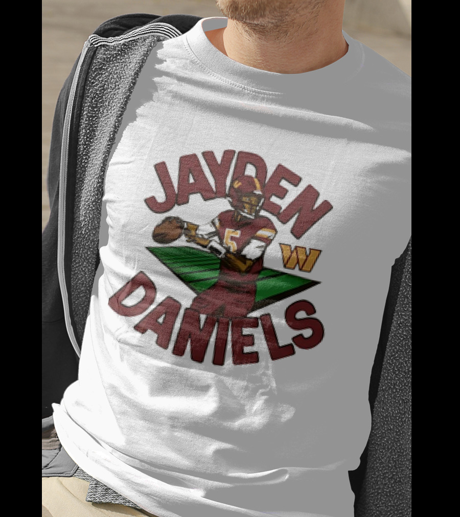 Washington Commanders Jayden Daniels Cartoon Quarterback W T-Shirt