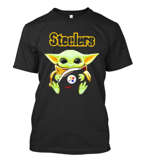 Baby Yoda Hugging Pittsburgh Steelers Football T-Shirt