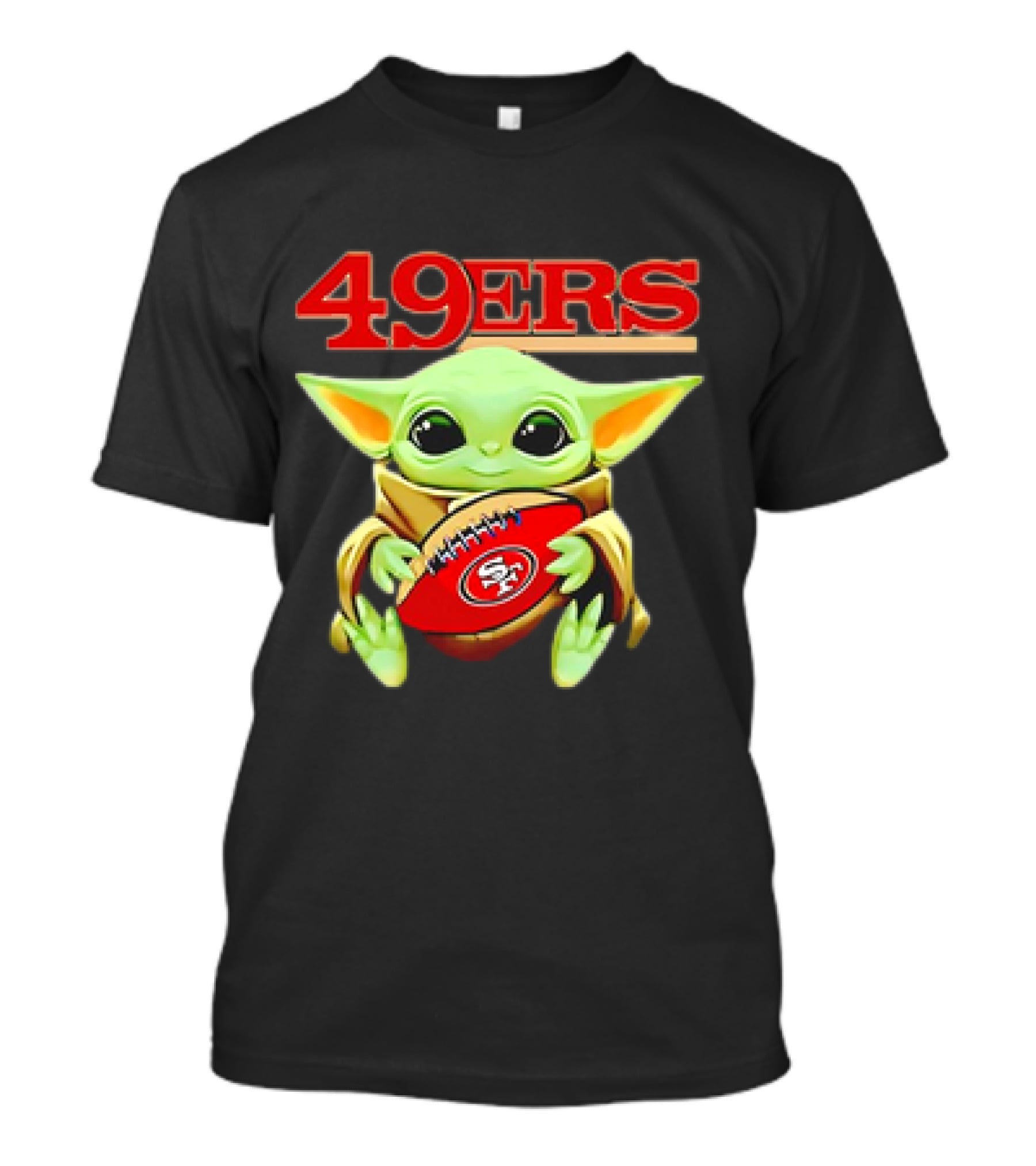 Baby Yoda Star Wars Holding San Francisco 49ers Football T-Shirt