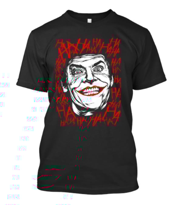 Joker Laughing Face Surrounded By Red HAHA Textured T-Shirt