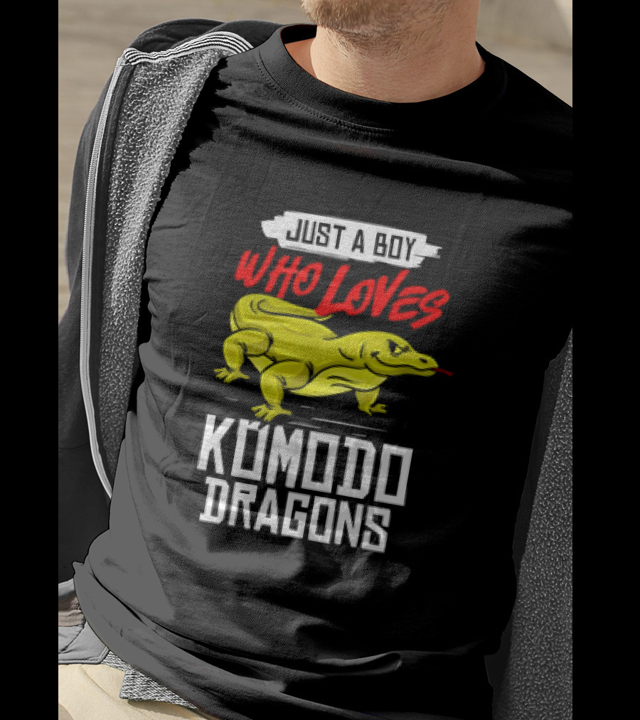 Just A Boy Who Loves Komodo Dragons With Yellow Lizard T-Shirt