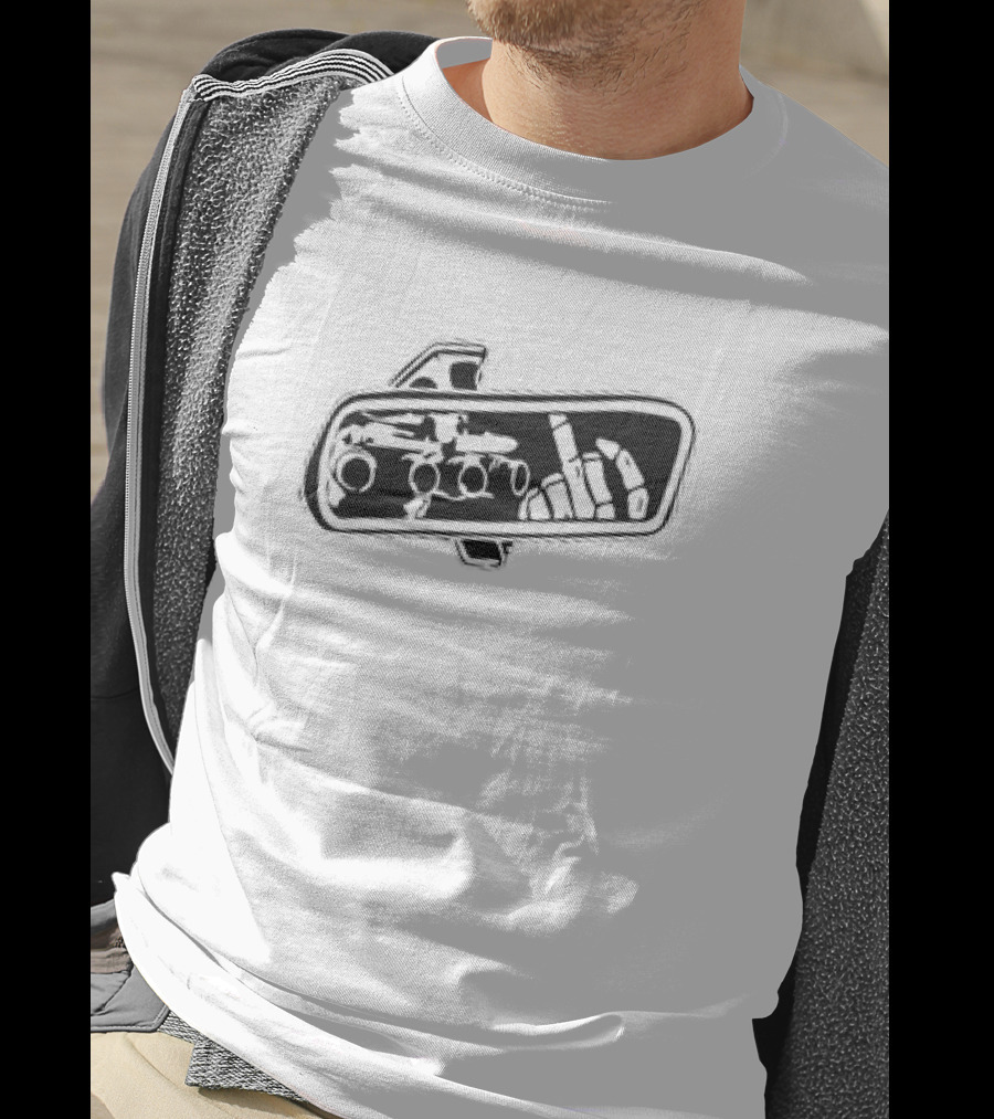 Rear View Bone Car Mirror Hand Gesture Airplane T-Shirt