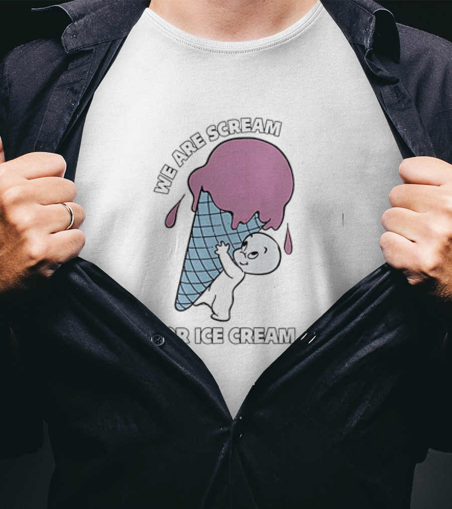 We Are Scream For Ice Cream Happy Ghost Hugging Purple Ice Cream Cone T-Shirt