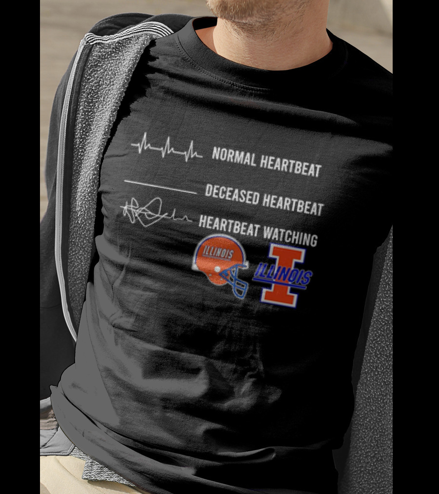 Normal Heartbeat Deceased Heartbeat Heartbeat Watching Illinois Fighting Illini T-Shirt