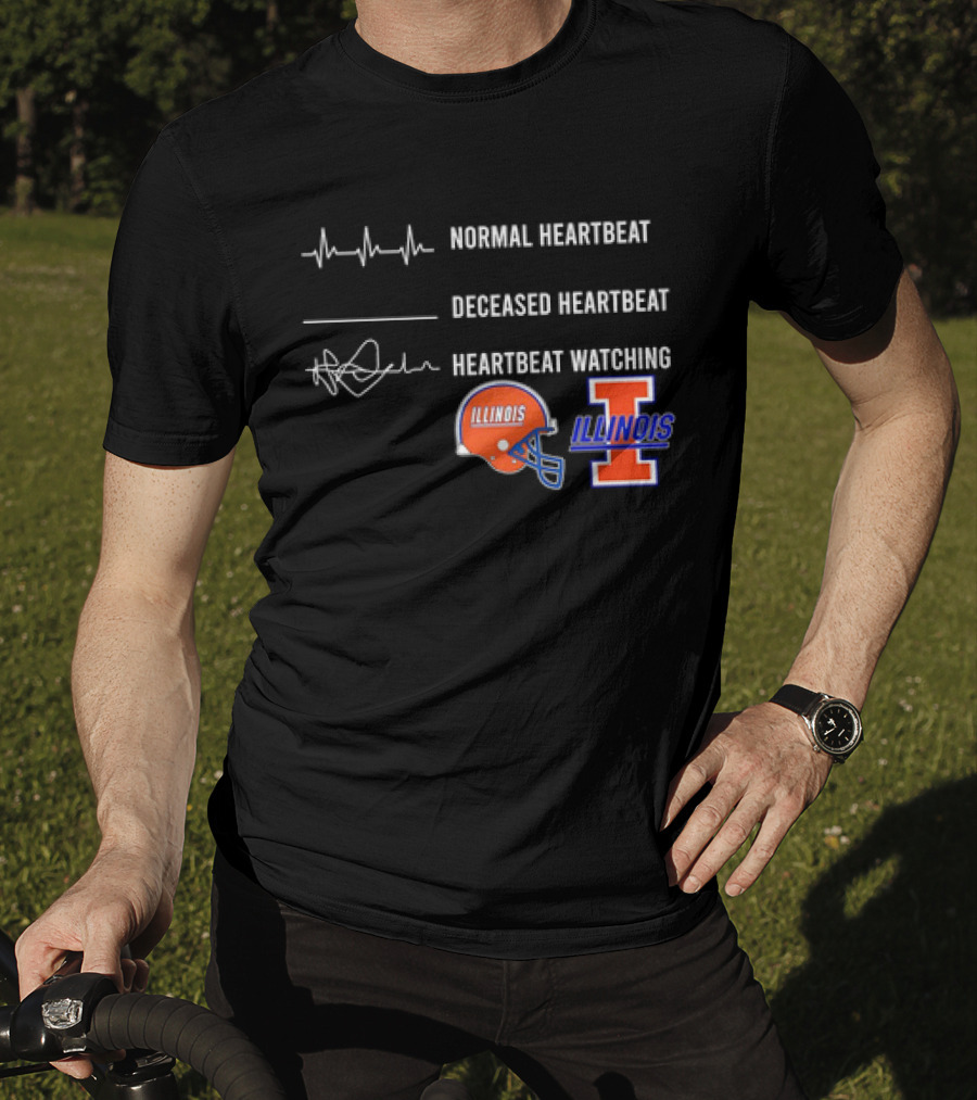 Normal Heartbeat Deceased Heartbeat Heartbeat Watching Illinois Fighting Illini T-Shirt