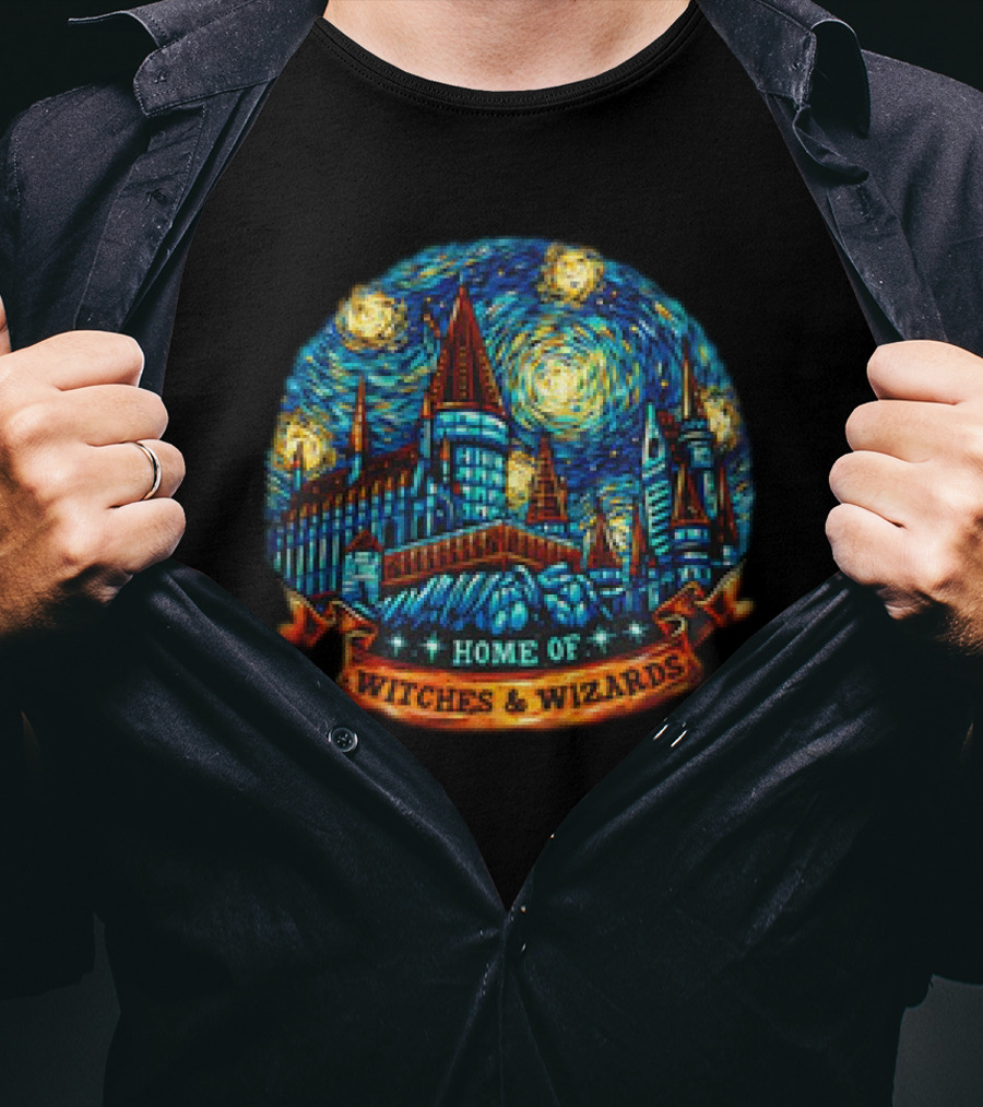 Hogwarts Home Of Witches And Wizards Starry Night T-Shirt