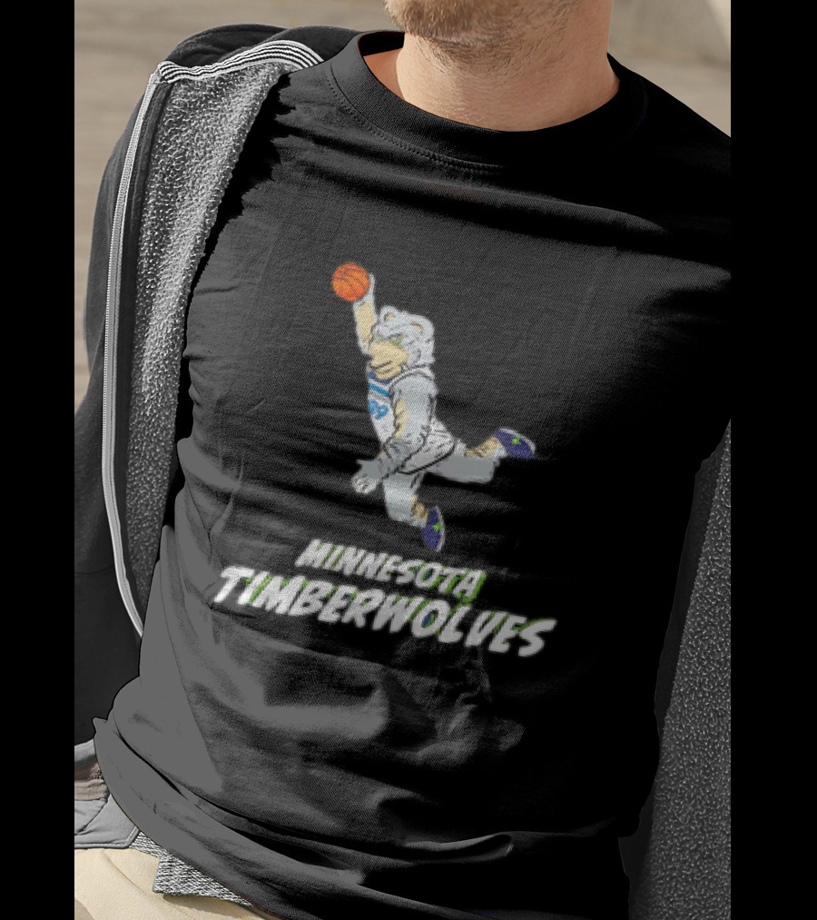 Minnesota Timberwolves Mascot Dunking Basketball T-Shirt