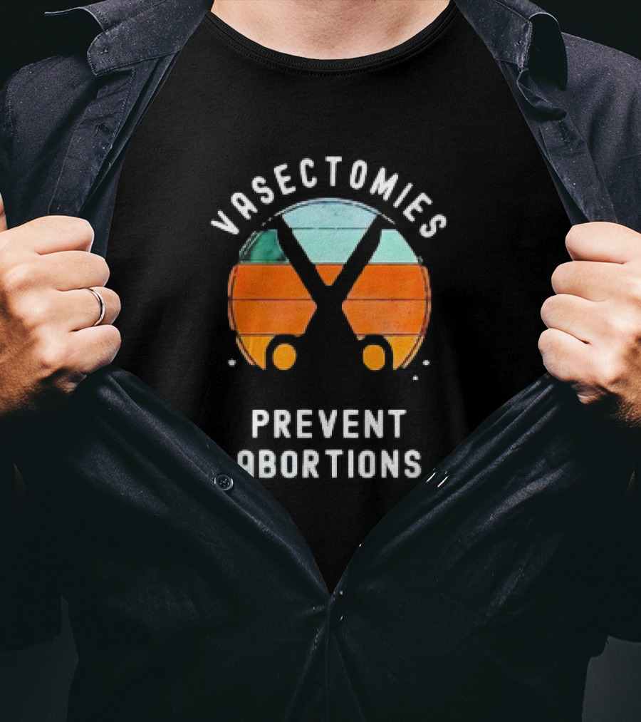 Vasectomies Prevent Abortions Vintage Scissors Retro Sunset T-Shirt