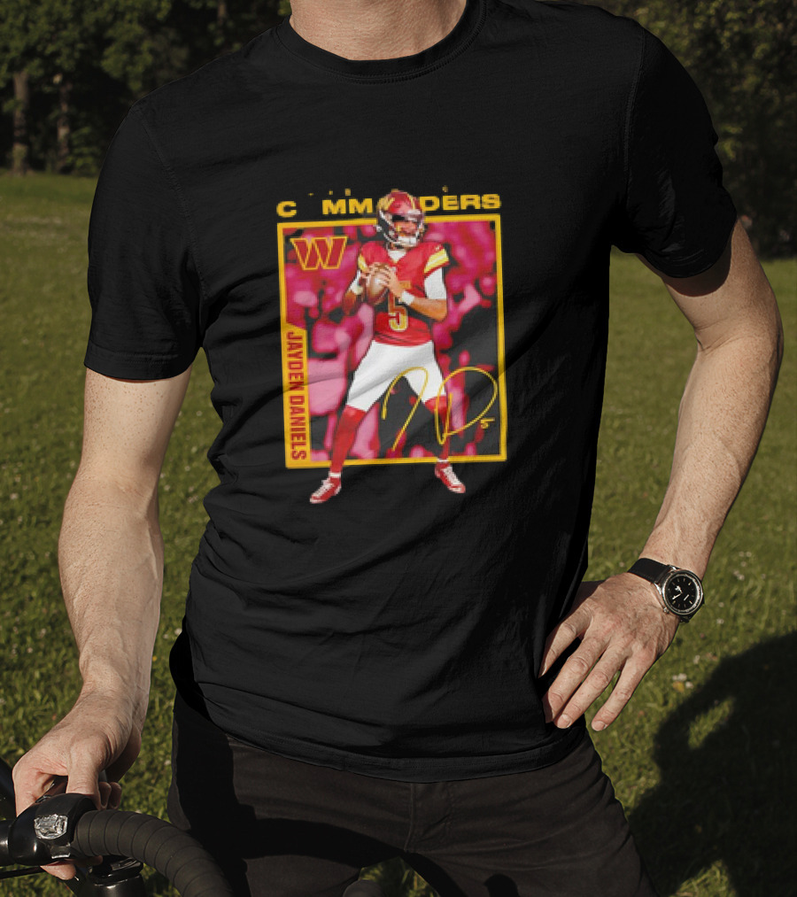 Jayden Daniels Washington Commanders Signature Football T-Shirt