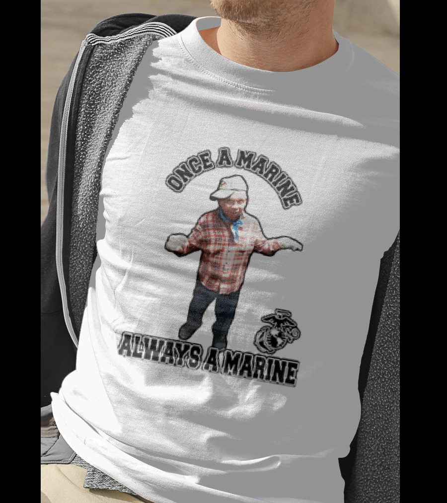 Once A Marine Always A Marine With Plaid Shirt And Marine Corps Emblem T-Shirt