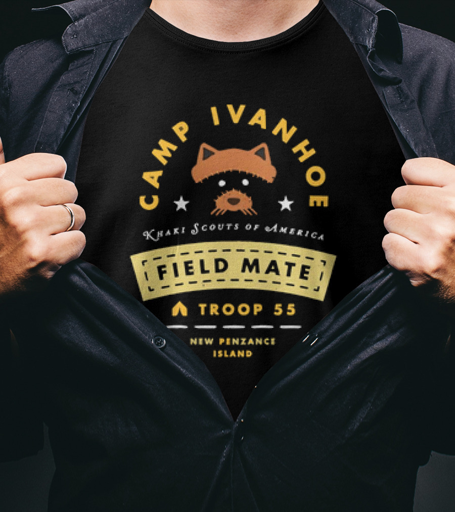Camp Ivanhoe Khaki Scouts Of America Field Mate Troop 55 New Penzance Island Moonrise Kingdom T-Shirt