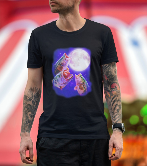 Premium T-Shirt: Fish Howl at the Moon in the Night T-Shirt Fish Howl at the Moon in the Night T-Shirt
