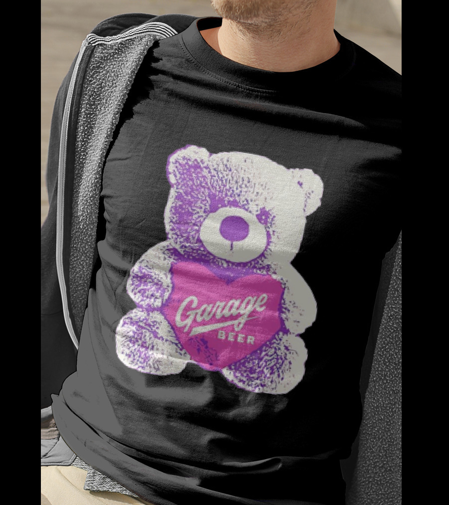 Garage Beer Teddy Bear Heart Retro Plush T-Shirt