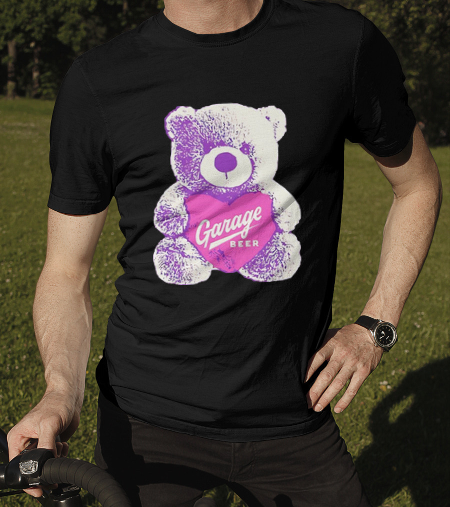 Garage Beer Teddy Bear Heart Retro Plush T-Shirt