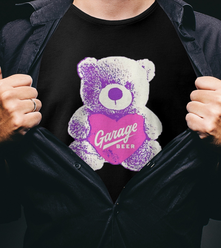 Garage Beer Teddy Bear Heart Retro Plush T-Shirt