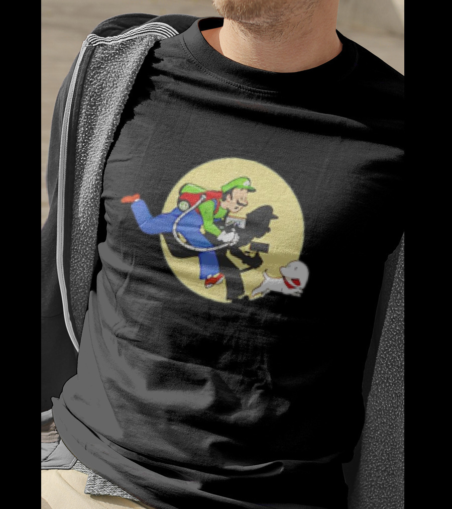 Luigi’s Mansion X The Adventures Of Tintin Luigi And Snowy Shadow Scene T-Shirt