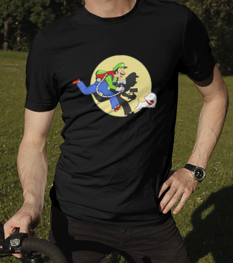 Luigi’s Mansion X The Adventures Of Tintin Luigi And Snowy Shadow Scene T-Shirt