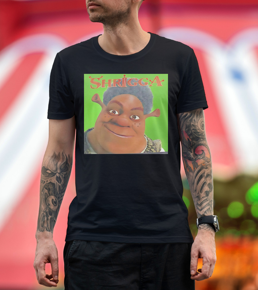 Shrigga Shrek Parody Green Background T-Shirt