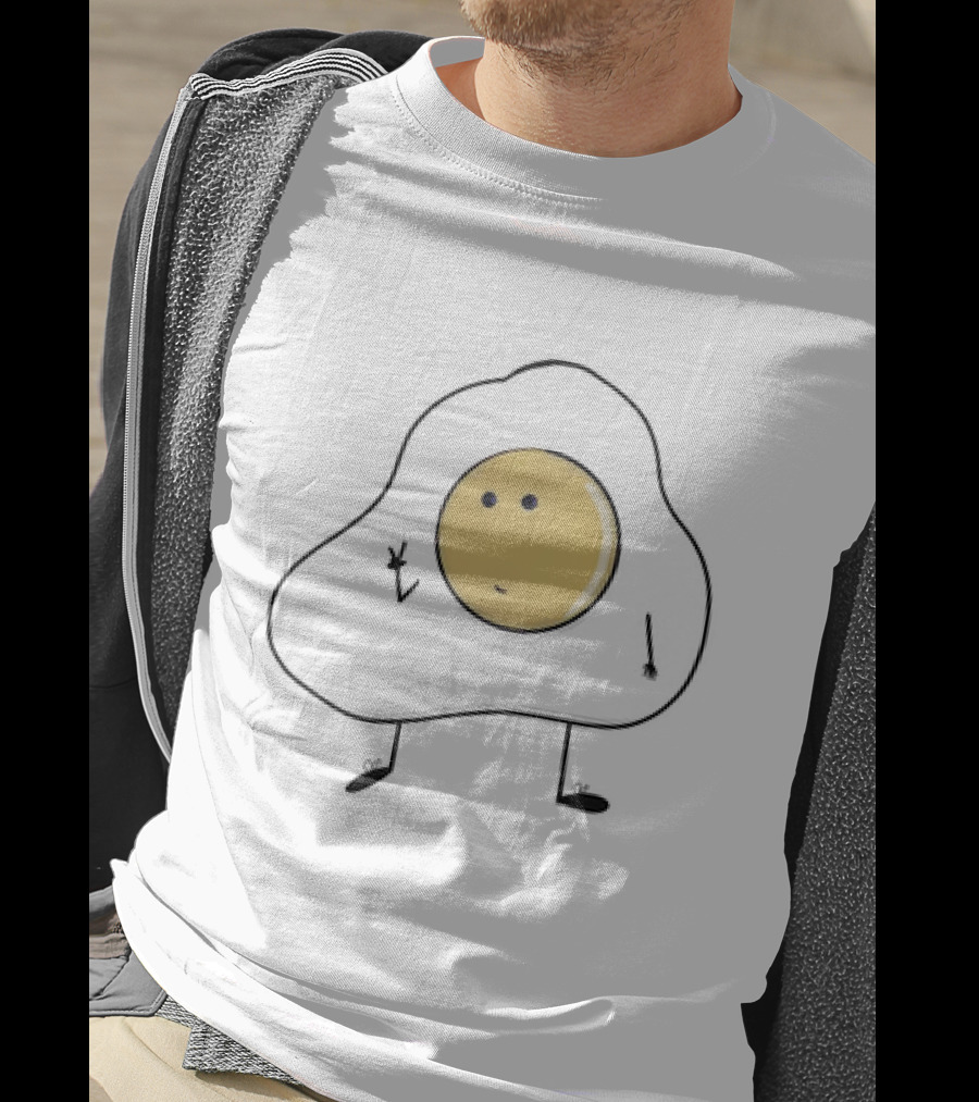Just A Picture Of Eggboy Peace Gesture Cartoon Fried Egg Character T-Shirt