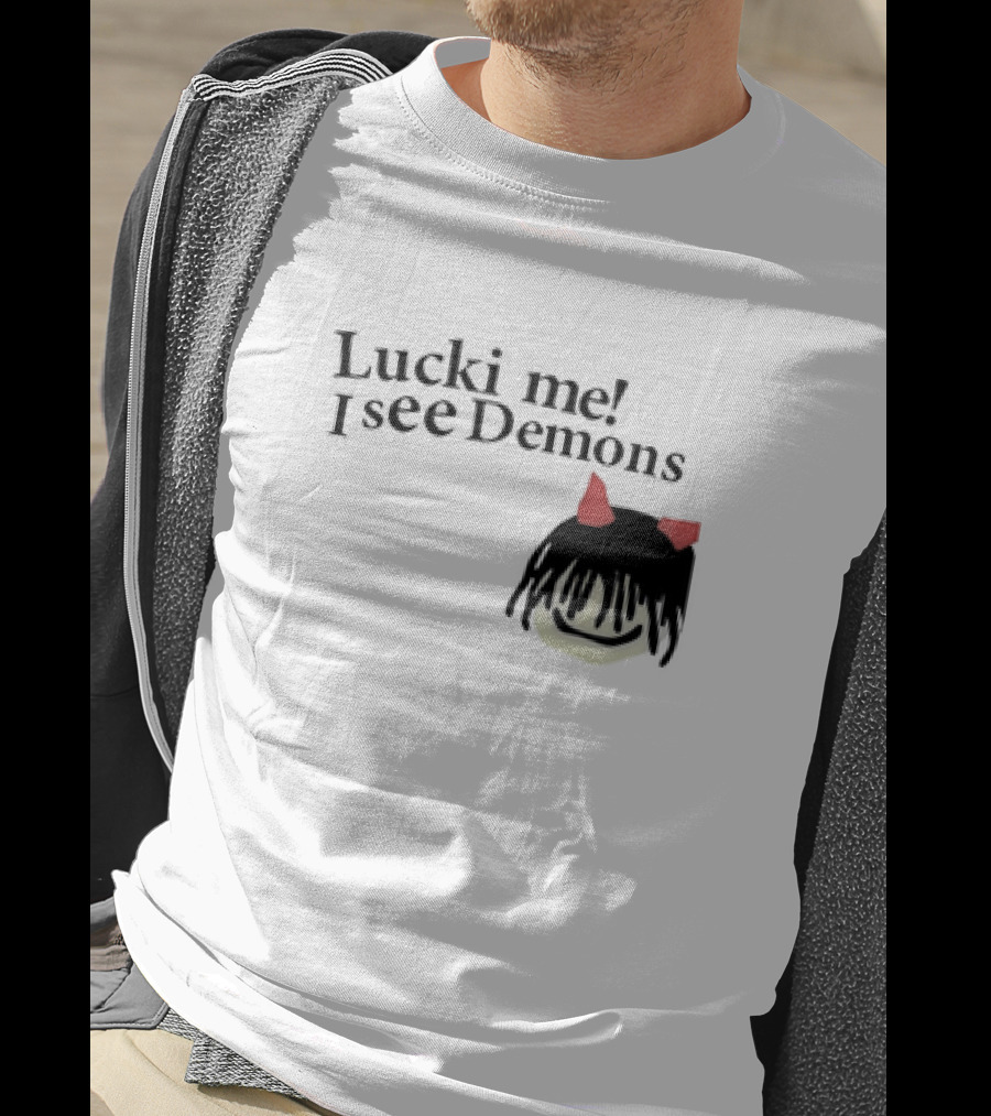 Lucki Me I See Demons Black Hairstyle Red Horns Face T-Shirt