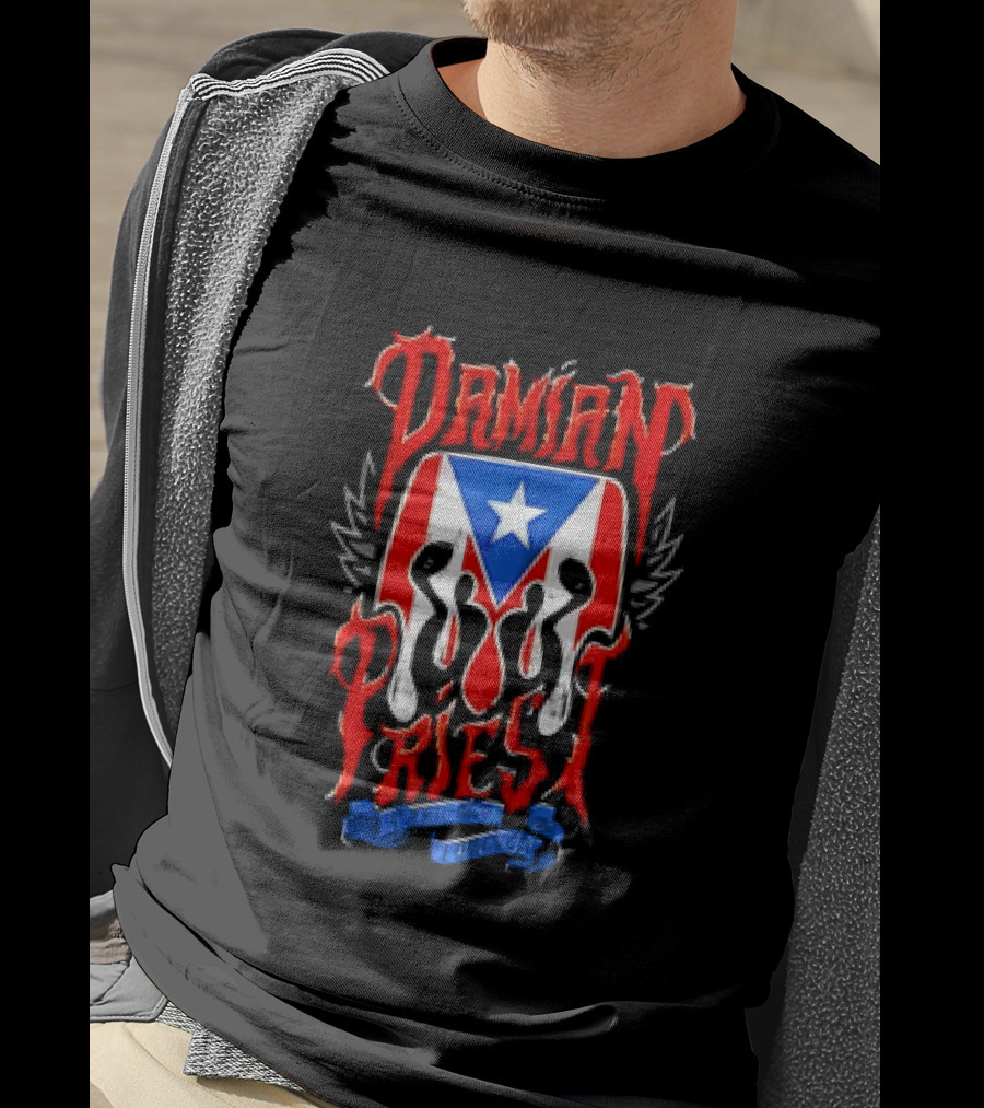 Damian Priest Puerto Rico Forever Flag And Skull Wings T-Shirt