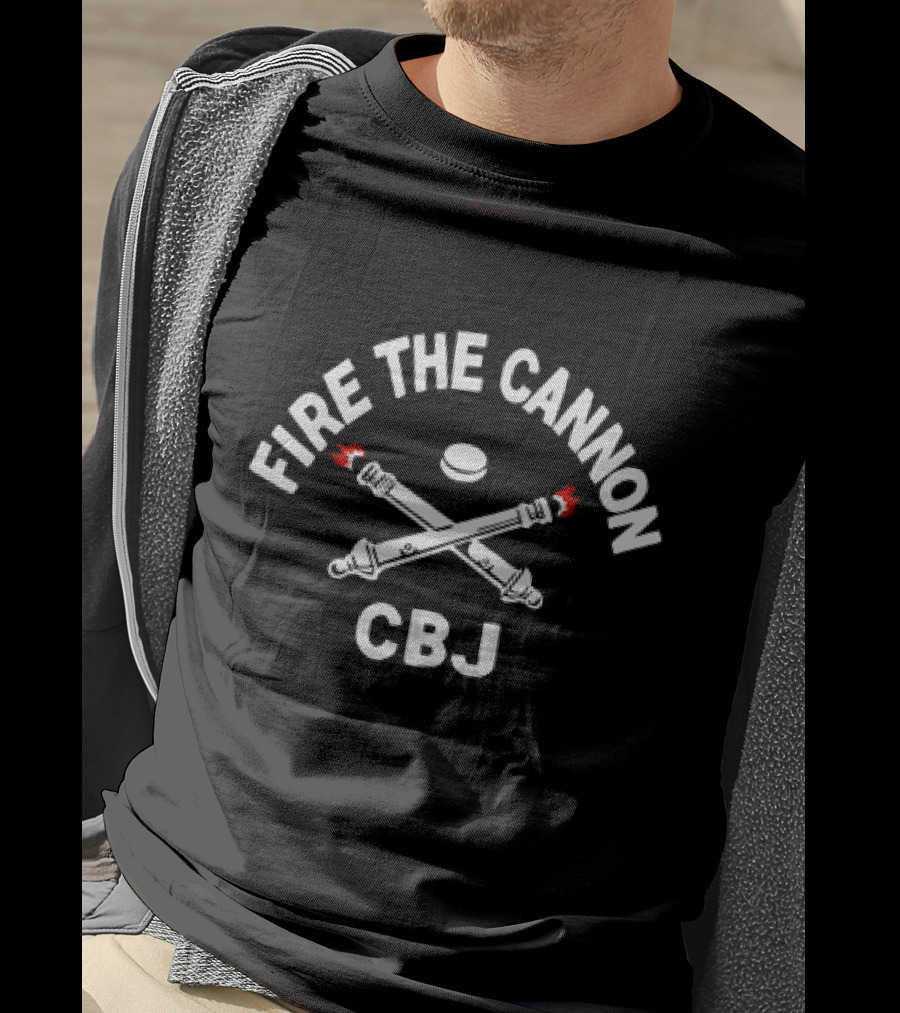 FIRE THE CANNON CBJ Hockey Sticks And Puck T-Shirt