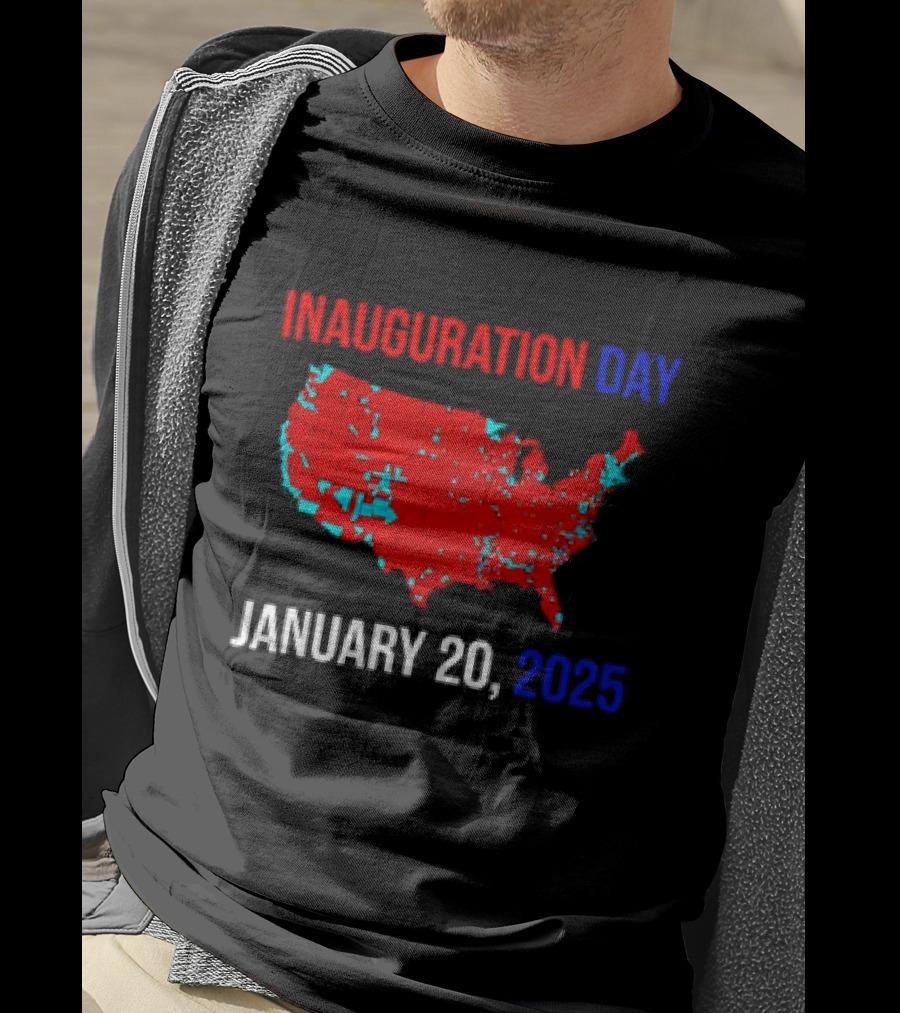 INAUGURATION DAY JANUARY 20, 2025 USA Map Red Blue T-Shirt